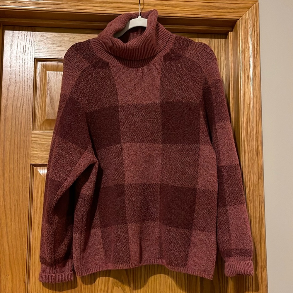Lee Plaid Knit Turtleneck Long Sleeve Pullover Sweater Size Large